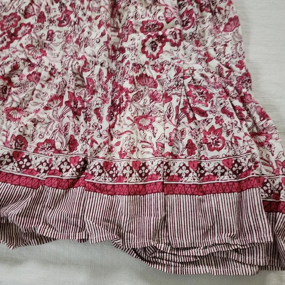Anthropologie Georgina floral maroon cream dress flowy midi womens small - Picture 5 of 14